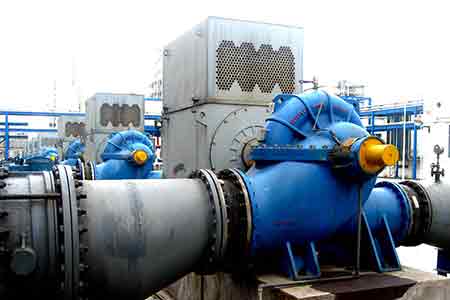 KPS系列單級雙吸離心泵在上海氯堿化工節能改造項目使用現場